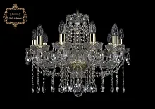 Люстра подвесная хрустальная 11.12.10.195.Gd.Sp Bohemia Art Classic прозрачная на 10 ламп, основание золотое в стиле классический Люстра подвесная хрустальная 11.12.10.195.Gd.Sp Bohemia Art Classic прозрачная на 10 ламп, основание золотое в стиле классический